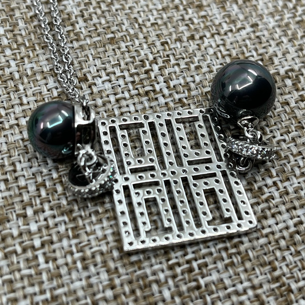 Joseph Esposito 925 Diamonique Necklace with Black Cultured Pearls – 18-20" - Picture 14 of 16